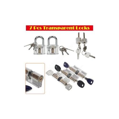 7 Pcs/Set Transparent Locks Padlock Cutaway Door Lock Set Training Tool For Beginner Metal Twist Lock Home Improvement Candados