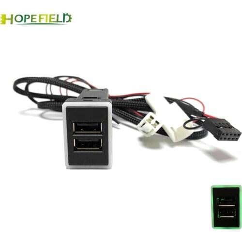 Car Led Switch Dual USB Ports Charging Button Phone Charger For Toyota Camry Corolla Yaris Highlander Vios Prado RAV4