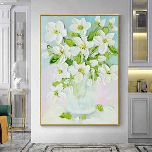 Large wall Paintings Hand Painted Textured Flowers Paintings Handmade Oil Painting Canvas Art Wall Pictures for Living Room gift