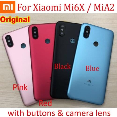 Original Best Battery Housing Door Rear Case For Xiaomi Mi A2 MiA2 6X Back Cover + Power Volume Buttons + Camera Glass Lens Lid
