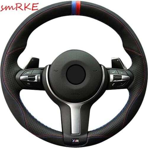 Black Suede Leather Car Steering Wheel Cover for BMW F87 M2 F80 M3 F82 M4 M5 F12 F13 M6 F85 X5 M F86 X6 M F33 F30