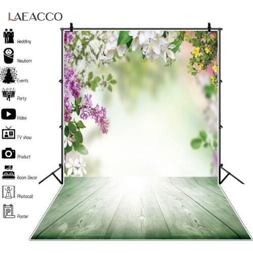 Laeacco Spring Flowers Photography Backdrops Wood Floor Baby Portrait For Newborn Child Photocall Photo Backgrounds Photo Studio