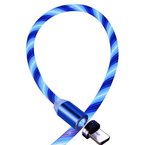 Tutew Magnetic charging Mobile Phone Cable Flow Luminous Lighting cord charger Wire for Samaung LED Micro USB Type C for iphone