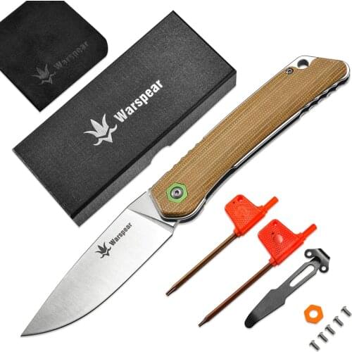WP501T Warspear Knives Ceramic Ball Bearings Front Flipper Folding Knife 14C28N Blade Micarta Handle Tactical Survival Knife