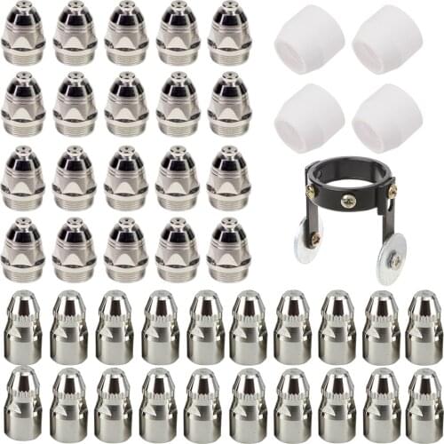 P80 45pcs 1.5mm Cup Roller Guide Wheel Outfit Air Plasma Cutter Consumable Cutting Torch Consumable Kit Electrode Tip Nozzle