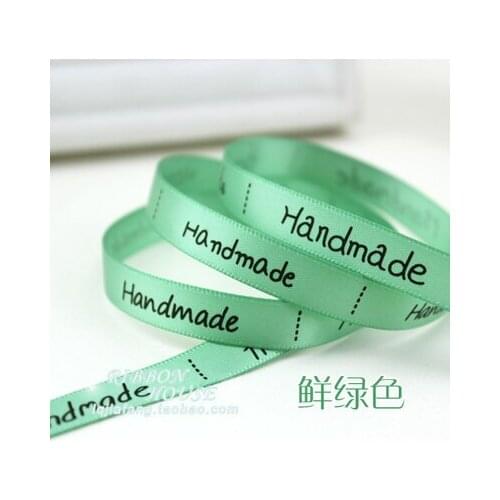9colors 3/8''(10mm)Light Green Handmade Printed grosgrain ribbon colored romantic ribbon gift wrap ribbons Wedding Party decor