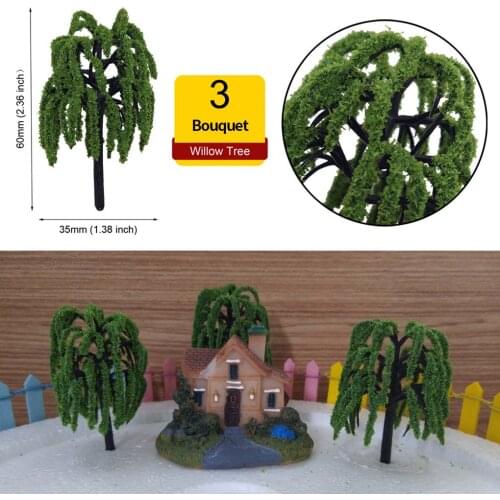 15pcs Mini Landscape Plant Set Micro Terrarium Plant Decor Mini Plastic Pine Tree Willow Kit