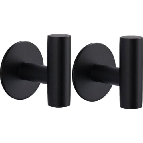 2Pcs Wall Mount Stainless Steel Self-adhesive Bath Towel Hook Single Coat Robe Hat Hanger Bathrobe Holder