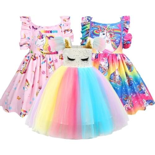 Unicorn Dress For Girl Children Carnival Costume Party Dresses New Year Birthday Gift Princess Clothes Toddler Kids Dresses