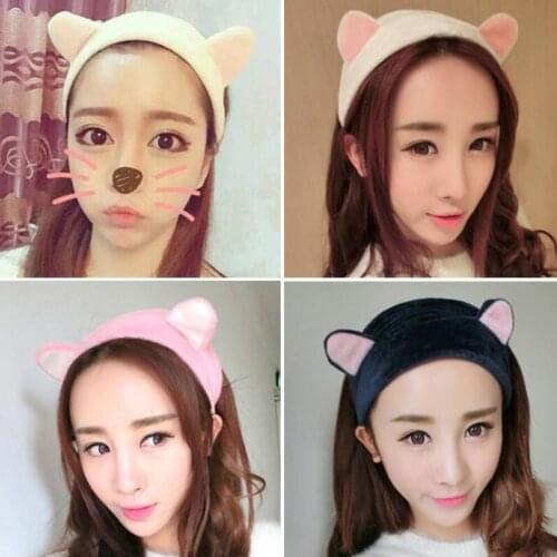 1 Piece Comfortable Cute Cat Ear Spa Bath Shower Make Up Wash Face Cosmetic Headband Hair Bands