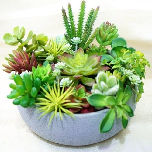 Realistic Fake Succulents Green Plastic Home Garden Faux Artificial Succulent Cactus Plants Wall Decor Decorative Diy Mini Stems