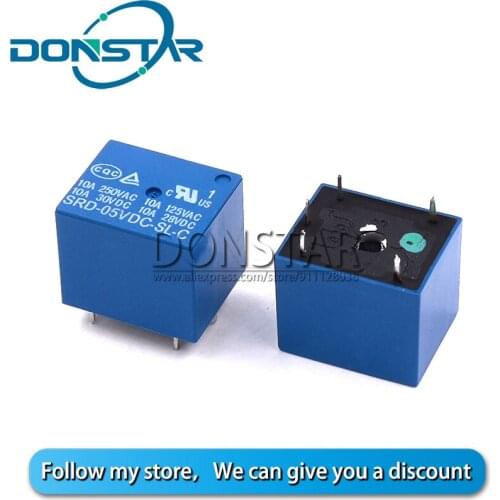 10PCS SRD-05VDC-SL-C 5V DC Power Relay 5pin FOR PCB srd 05vdc sl c