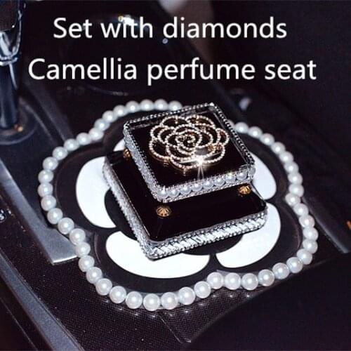 Luxury Crystal Car Ornament Diamond Camellia Auto Seat Perfume Fragrance Air Freshener Interior Decoration car styling