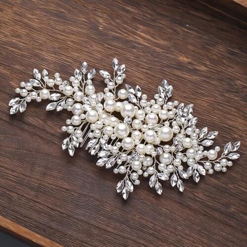 Luxurious Pearl Rhinestone Hair Accessories For Women Bride Tiara Comb Headband Bride Accessories For jewelry Handmade Headpiece