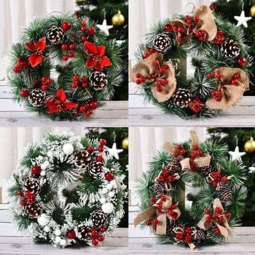 Christmas Decoration Garland Handmade Simulation Christmas Wreath Door Hanging Window Props