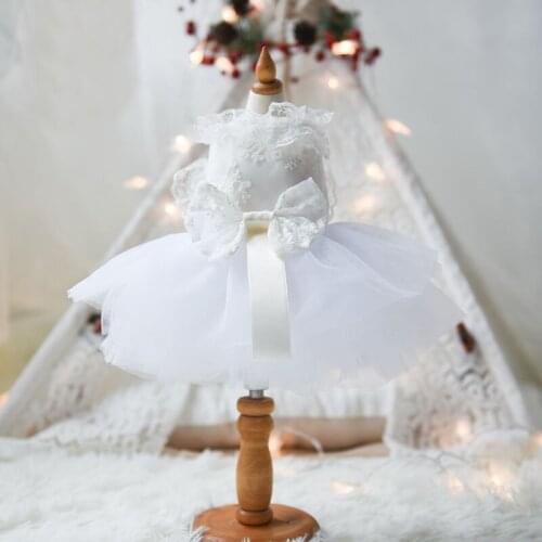 Puppy Dog Fashion Luxury White Lace Wedding Dresses For Small Dog Princess Girl Bowknot Tutu Dress Skirt Pet Clothes Chihuahua