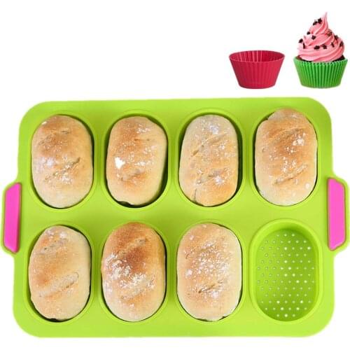 Silicone Cake Mold Rectangle Perforated Bread Crisping Pan Nonstick Baking Dishes Pastry Pan Toast Baguette Trays Baking Mould