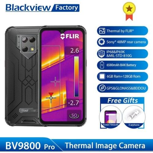 Blackview BV9800 Pro Thermal Smartphone 48MP Camera Waterproof P70 Octa Core Android 9.0 6GB+128GB Wireless Charge Rugged Phone