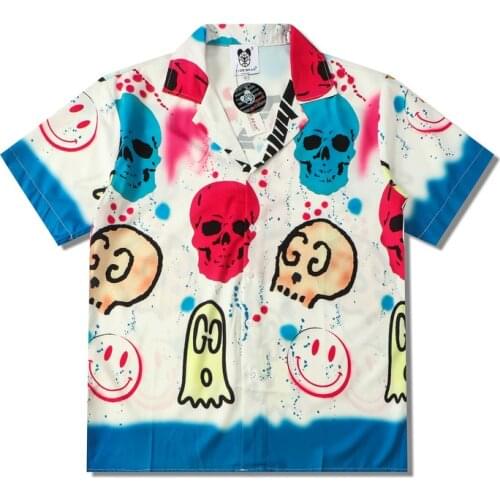 Gothic Harajuku Style Skull Print Funny Graphic Shirts For Men Summer Short Sleeve Stylish Punk Clothes For Teens Camisa Hombre