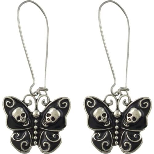 Vintage Silver Color Metal Butterfly Skeleton Drop Earrings for Women Boho Halloween Party Earring oorbellen Party Jewelry Gift