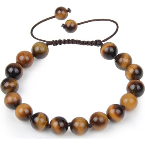 High Quality Handmade Braided Beaded Natural Stone Tiger Eye Bracelet Adjustable Length For Women Fine Jewelry