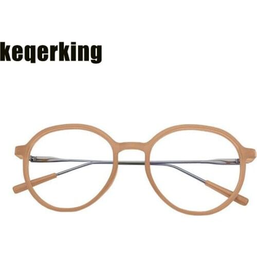 2019 new Retro Glasses Frame Female Tide Round Frame Metal Thin Legs Myopia Glasses Frame Fashion Flat Mirror