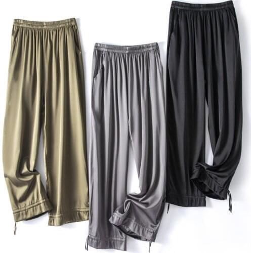 Korean Fashion Woman Pants Summer 2021 Silk Wide Leg Pant Women High Waist Casual Pants Female Pantalon Pour Femme Pph5052