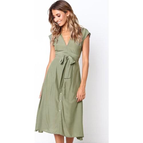 2021 Summer Spring Sexy V-neck Button Striped Dress Women Casual Knee-Length Sleeveless Lace Up Bow A-Line Dress Vestido