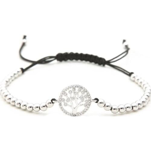 Gold silver micro pave cz Cubic Zirconia rope adjusted Copper Beads Bracelet lift tree g2g2 Charm Braided Bangles Women