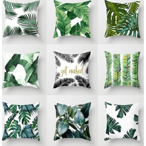 1PCs Tropical Plants Cushion Cover Palm Leaf Green Leaves Monstera Hibiscus Flower Decorative Pillow Case Poly Cushion Covers