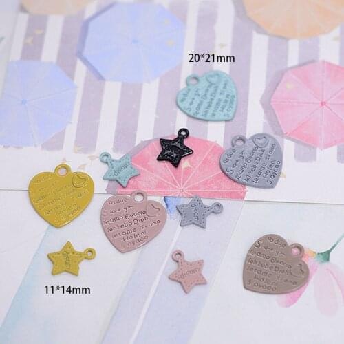 10pcs/Lot Paint Heart Star Diy Handmade Oil Enamel Charms Design for Jewelry Making Earring Bracelet or Necklace