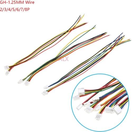 10Pcs Micro JST GH 1.25 2/3/4/5/6/7/8 Pin Male Plug Connector With Wire Cables 150mm Single Connector 28AWG 1.25MM 2P/3P/4P/5P