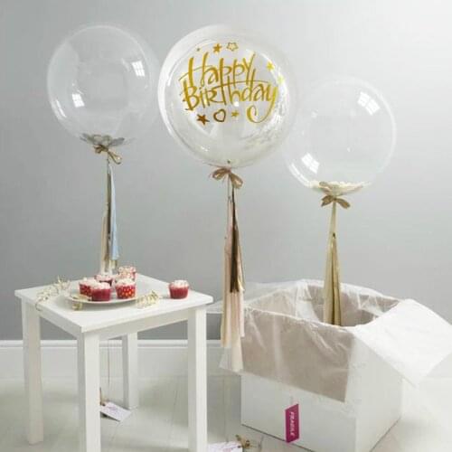 18/20/24/36inch Transparent Bobo Balloon Happy Birthday Sticker Helium Inflatable Air Ballon Wedding Party Decor kids Gift Favor