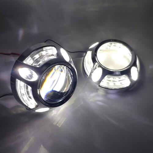 3.0 Inch LED Daytime Running Lights Angel Eye Integrated Bezel Shrouds Masks for Panamera Style Switchback White Amber
