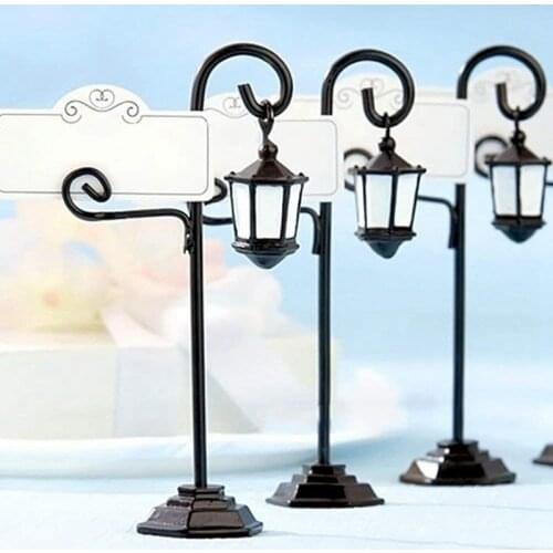 5 PCS Streetlight Shape Wedding Party Reception Place Card Holder Number Name Table Menu Picture Photo Clip Card Holder Stand