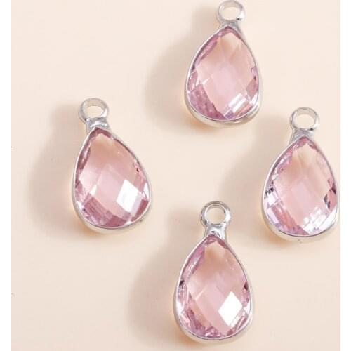 5pcs/lot 8*14mm Trendy Mini Water Drop Charms Pendants for Earrings Bracelets DIY Accessories Pink Crystal Charms Jewelry Making