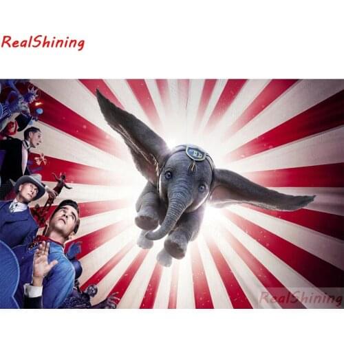 5D Diy Diamond Painting Cross Stitch full Square Diamond Embroidery Cute little flying elephant picture for room Decor H1607