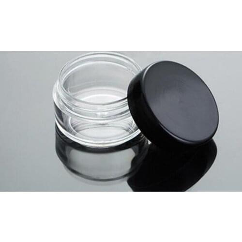 5g Clear Plastic Cosmetic Container Jars With Black Lids Cosmetic Cream Pot Makeup Eye Shadow Nails Powder Jewelry Bottle