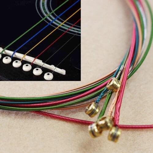 6Pcs Rainbow Colorful Guitar Strings E-A For Acoustic Folk Guitar Classic Guitar Multi Color