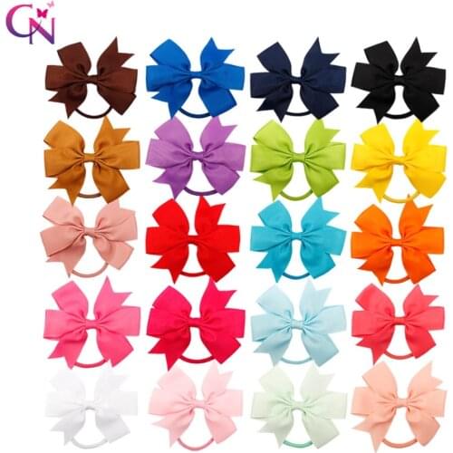CN 20 Pcs/lot Hair Accessories 4" Hair Scrunchy Ponytail Elastic Hair Band Girls Hairbow Gum Hair Rope Cute Headwear