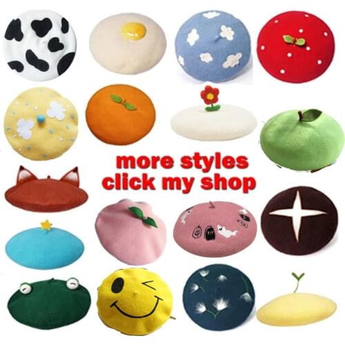 Beret for women wool Beanies-Caps Painter-Hat Variety of styles French Hat female retro elegant beret winter crochet with fox