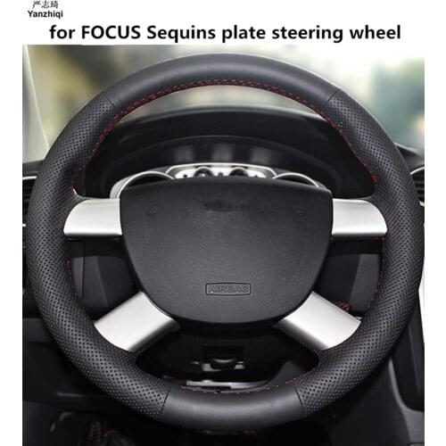 Free shipping Sew-on genuine leather car steering wheel cover Car accessories For Ford Kuga focus Mondeo