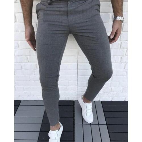 Mens Fashion Casual Pants Streetwear Trousers Hip Hop Slim Fit Social Business Autumn Straight Soft Solid Male Black Clothes