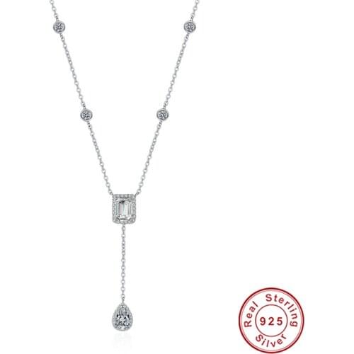 Goeki 925 Sterling Silver Passed Diamond Test 3 Ct D Color VVS1 Water Drop Rectangle Moissanite Pendant Necklace Luxury Jewelry