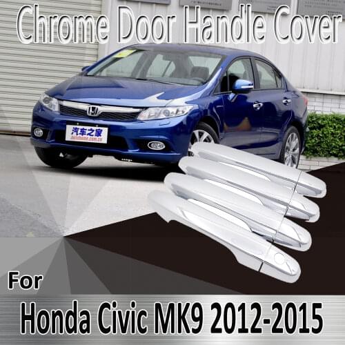 For Honda Civic MK9 2012~2015 Luxurious 2013 2014 Styling Stickers Decoration Chrome Door Handle Cover Refit Car Accessories