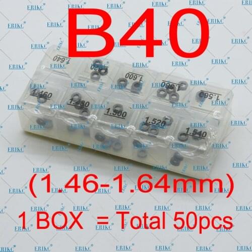 ERIKC 50PCS Injector Shims B40 Steel Adjusting Washers Shims and Nozzle Adjustment Washers Sizes 1.46-1.64mm for BOSCH