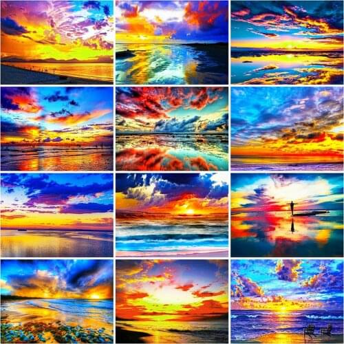Evershine Diamond Painting Sunset 5D DIY Diamond Embroidery Sea Full Square Rhinestone Mosaic Scenery New Arrival Home Decor