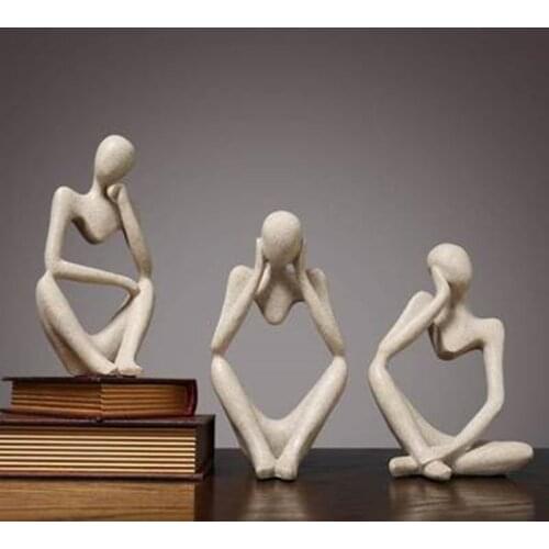 Forgetive Resin Statues Creative Abstract Thinker People Sculptures Miniature Figurines Craft Office Home Decoration Accessories