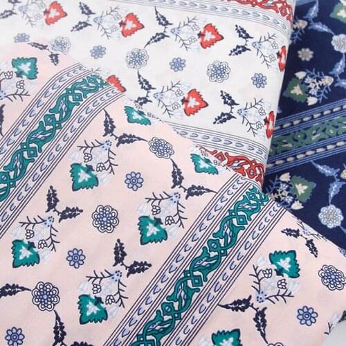 HLQON cotton sateen Tricolor flower fabric for women clothing sewing upholstery tissue wedding dress patchwork DIY