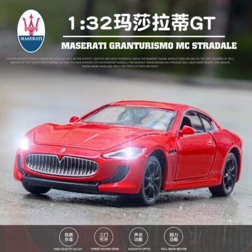 1: 32 Simulation Masaladi GT Sports Car With Acousto-optic Return Force Alloy Toy Car Model For Children And Boys Red